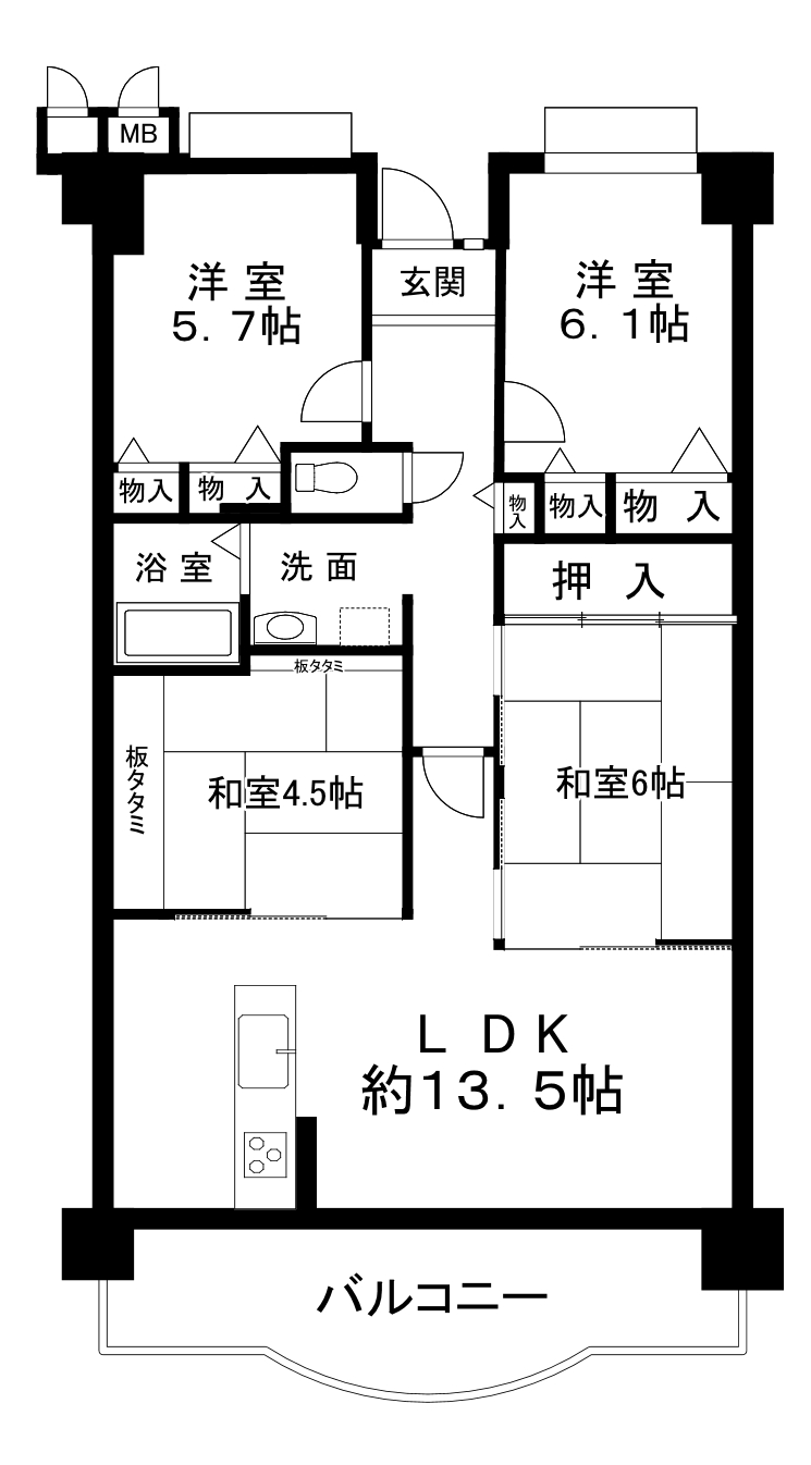 グリコ①407号室間取り